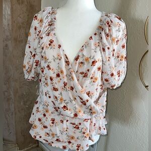 ASTR TAUPE RUST FLORAL BLOUSE